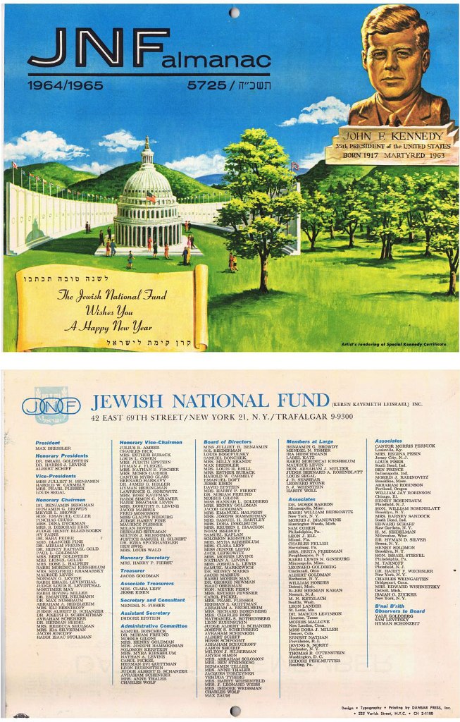 Calendar - 1964-1965 John Kennedy and JNF Tribute